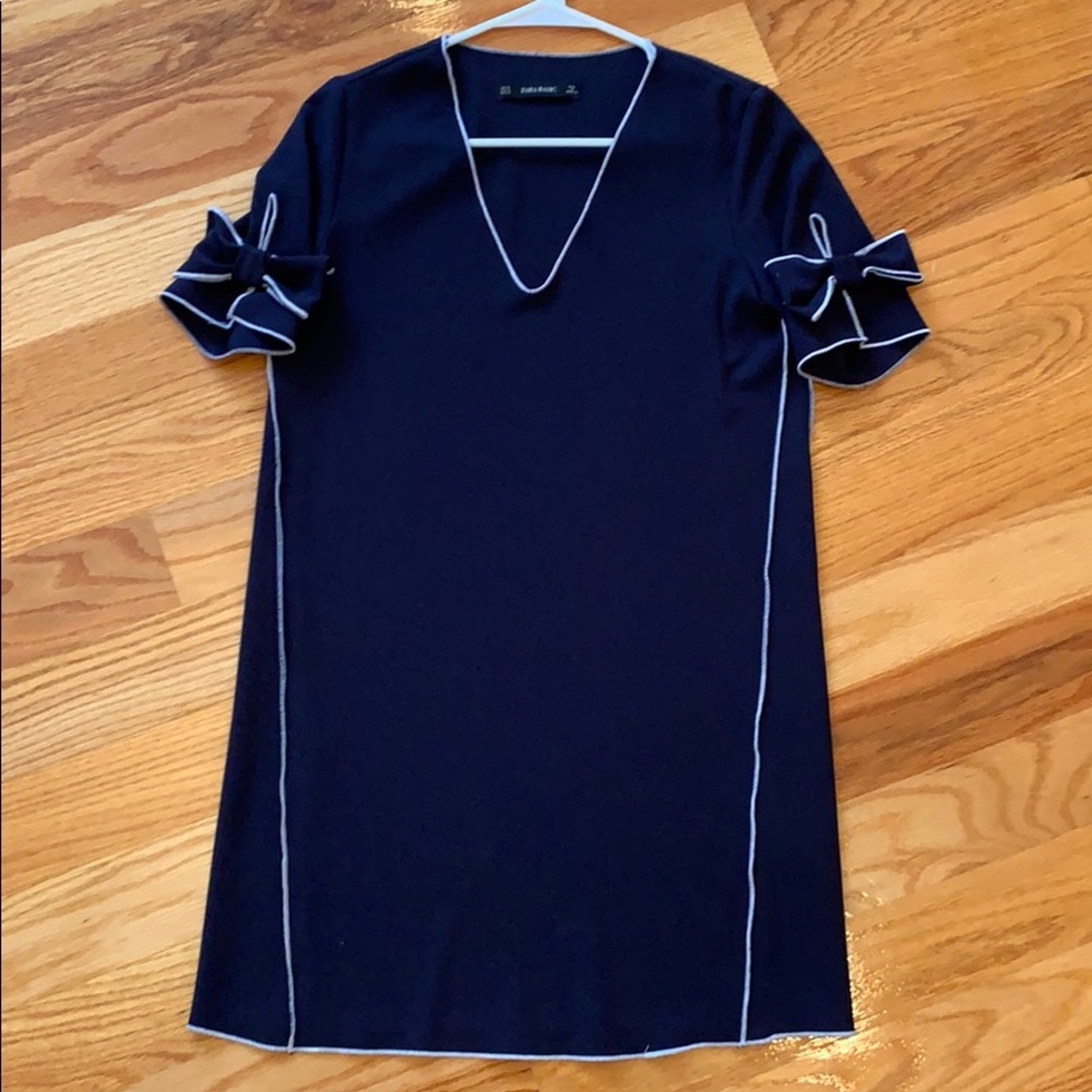 Zara navy dress with bows